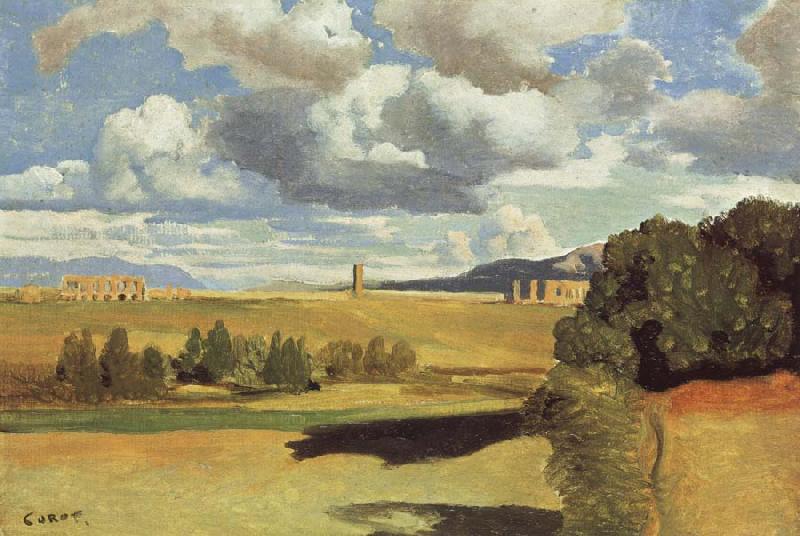 Jean Baptiste Camille  Corot The Roman Campagna,with the Claudian Aqueduct Germany oil painting art